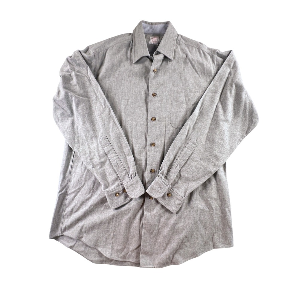 Brooks Brothers Mens Grey Woven in Italy Cotton Button Down Shirt Size M USA